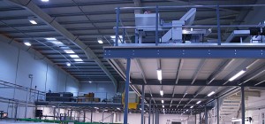 Mezzanine floor costs in warehouse facility installed by Thistle Systems, Scotland.