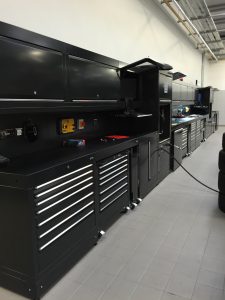 High density drawer units for parts storage in car dealership workshop, Aberdeen.