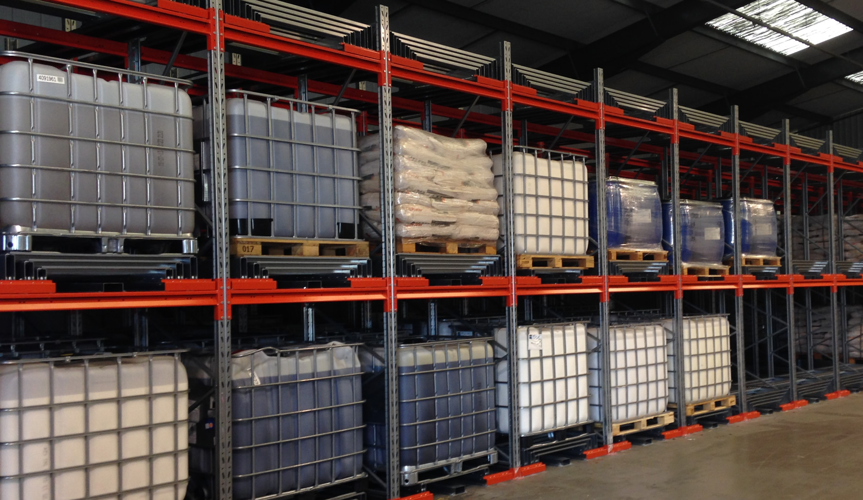 IBC pallet racking for warehouse which provided an IBC storage solution.